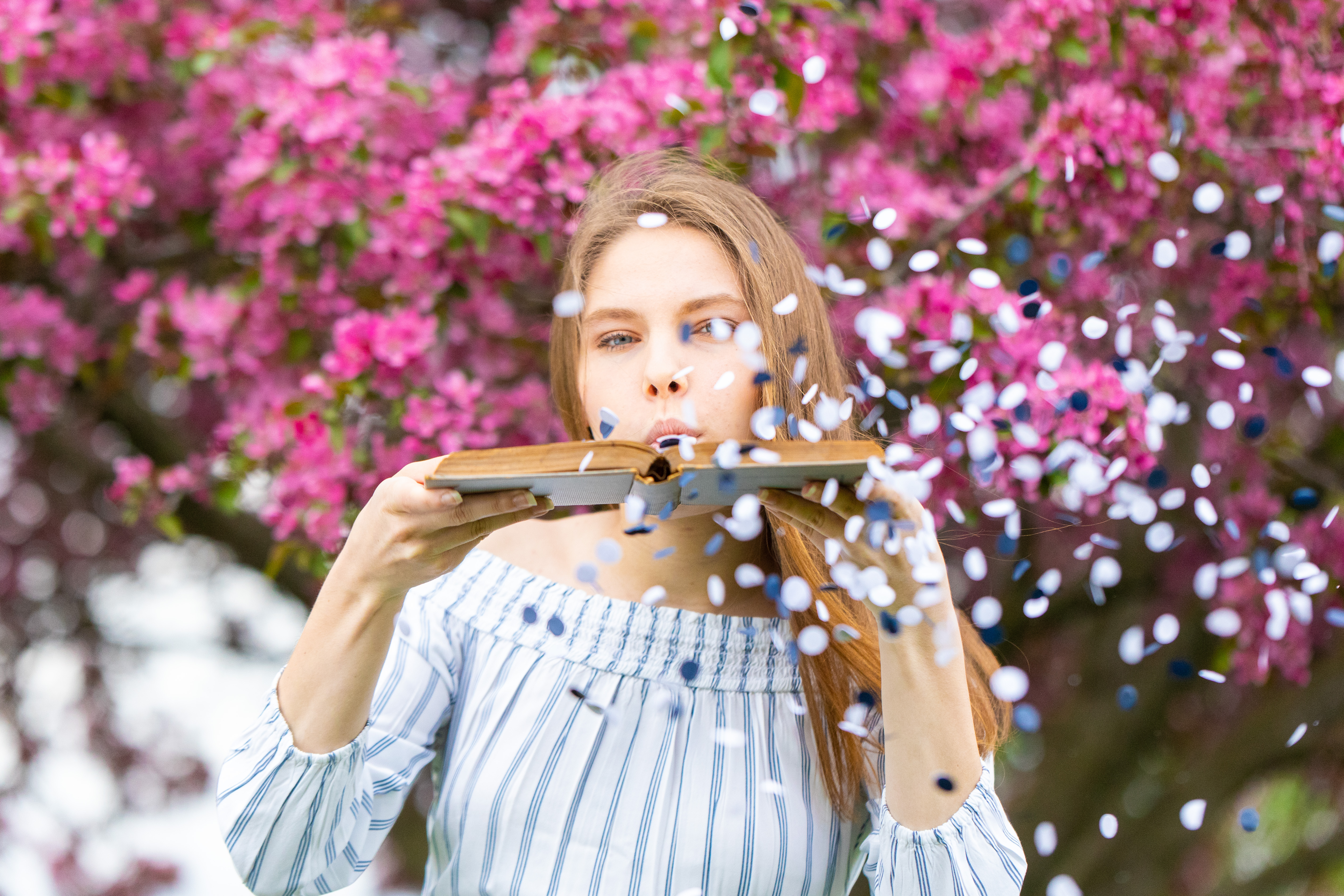 Lauren Travis poses for her senior photo shoot near Shepherd, MI.